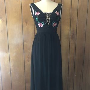 Black lace up maxi dress
